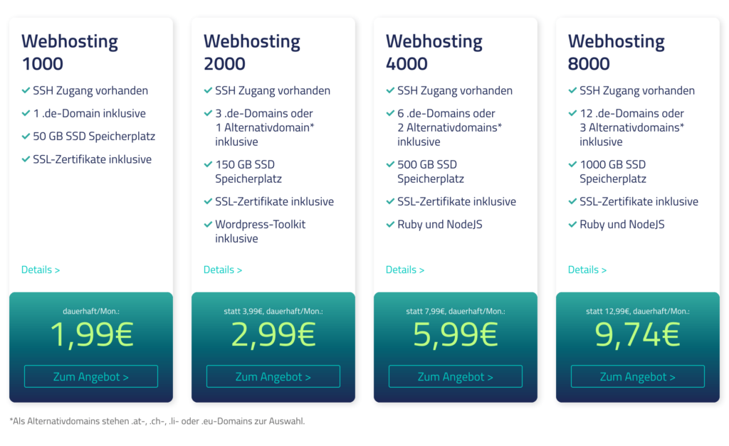 Netcup Webhosting Übersicht